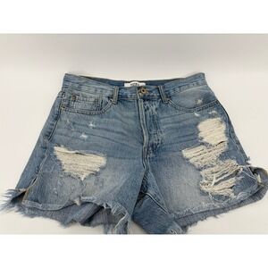 Pistola Denim Shorts, Button Fly, Light Wash, Raw Hem Lines, Women's 29